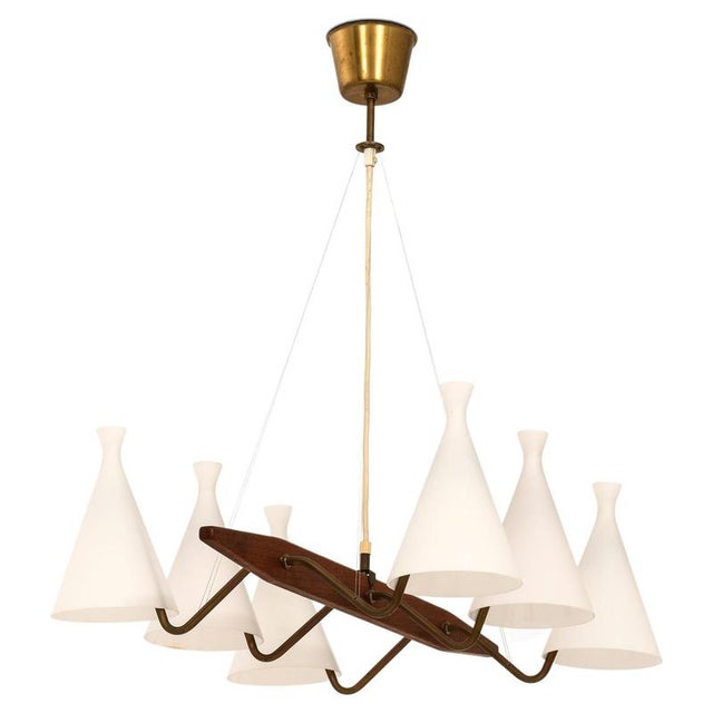 Pendant Lamp in Teak and Opaline Glass by Svend Aage Holm Sørensen, 1950s For Sale - Image 6 of 6