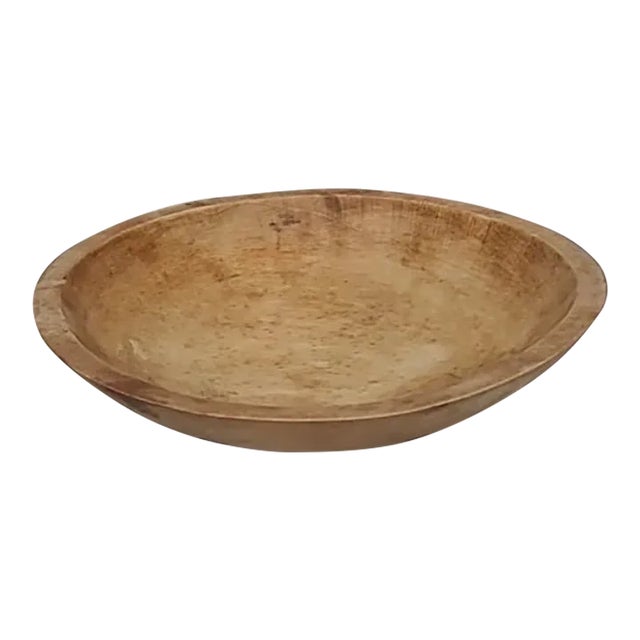 Mid-Century Modern Wooden Medium Hand Carved Dough/Salad Bowl For Sale