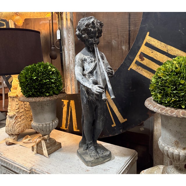 Metal Late 19th Century English Piping Pan Lead and Zinc Fountain Figure For Sale - Image 7 of 18