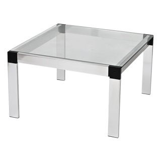 Square Coffee Table in Aluminum and Glass by Gae Aulenti, Italy, 1970s For Sale