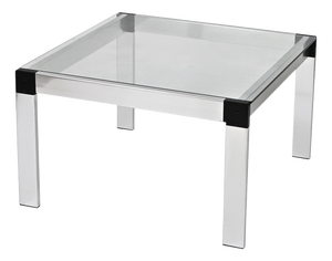 Square Coffee Table in Aluminum and Glass by Gae Aulenti, Italy, 1970s