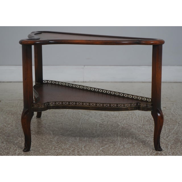 Age: Approx: 20 Years Old Details: Mahogany Brass Gallery Shelf High Quality Construction Nice Tooled Leather Top Brass...