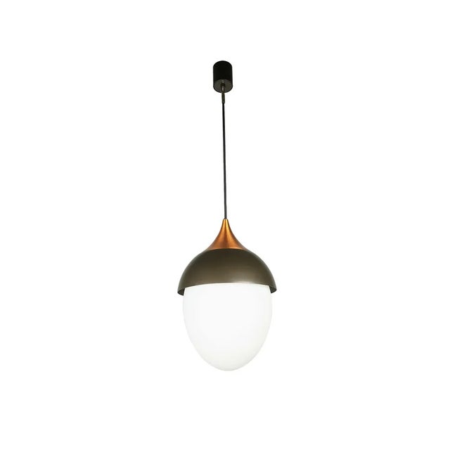 Italian Brown Metal, Copper and Glass Pendant Lamp by Bruno Gatta for Stilnovo, 1960s For Sale - Image 13 of 13