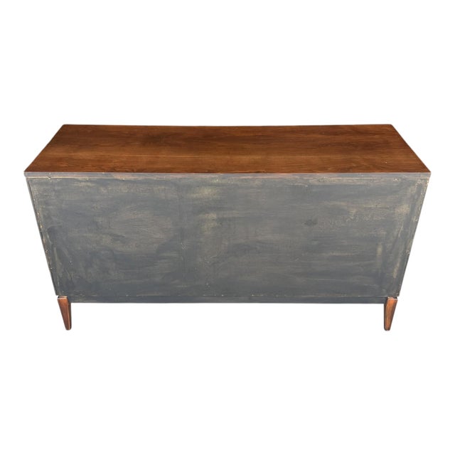 Mid-Century Modern Walnut Buffet With Sculpted Drawer Pulls- Restored For Sale - Image 13 of 13