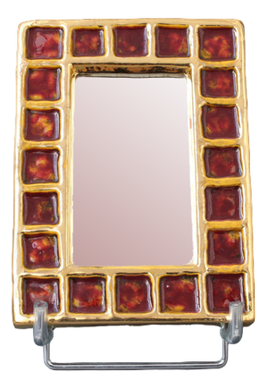 Vintage French Ceramic Mirror by François Lembo, 1970s