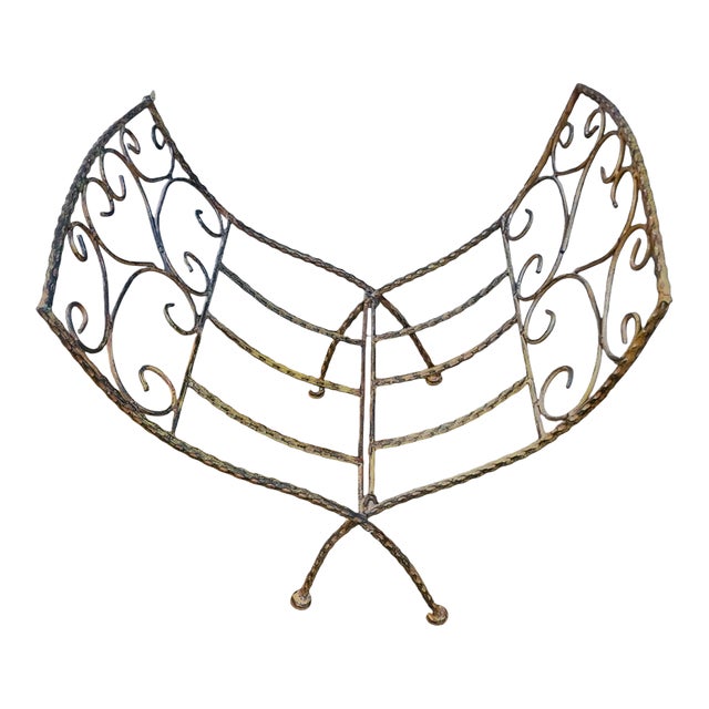 Late 20th Century Country French Wrought Iron Folding Magazine Rack For Sale