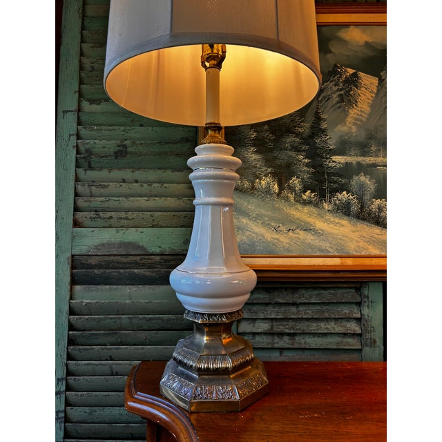 Metal Vintage Honi Chilo Ceramic Lamps With Brass Base - a Pair For Sale - Image 7 of 14