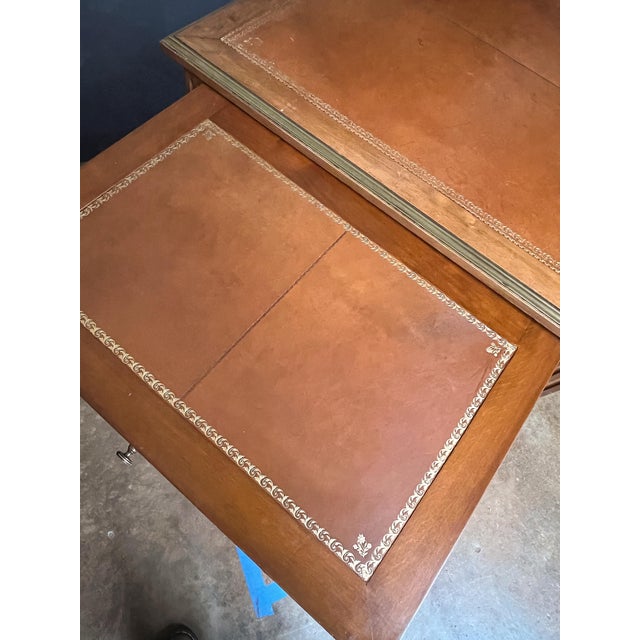 Louis XVI Style Writing Table or Desk With Leather Top From France For Sale - Image 9 of 14