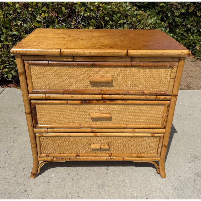 Vintage Bamboo and Grasscloth Nightstand For Sale - Image 4 of 4