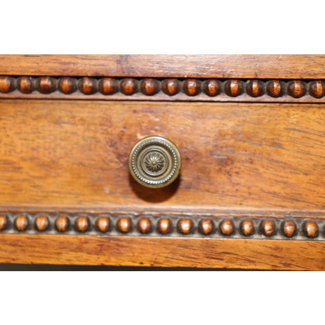 French Louis XVI Style French Walnut Marble Top 3 Tier Console Table For Sale - Image 3 of 15