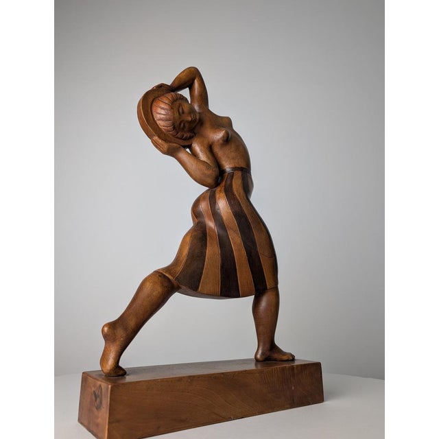 Jens Jacob Bregnø, Art Deco Carved Sculpture, 1900s, Wood For Sale - Image 10 of 12