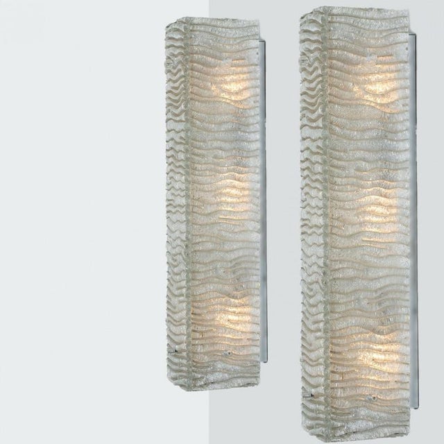 Structured Glass and White Metal Wall Light from Kaiser Leuchten, 1960s For Sale - Image 6 of 16