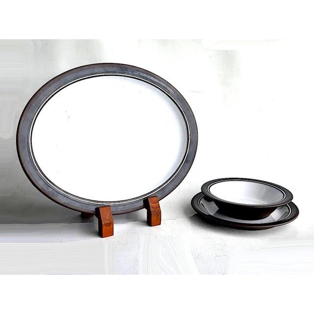 Ceramic 1970s Hornsea "Contrast" Platter, Bowls, Plates Made in England by Lancaster Vitramic, 9 Pieces For Sale - Image 7 of 12