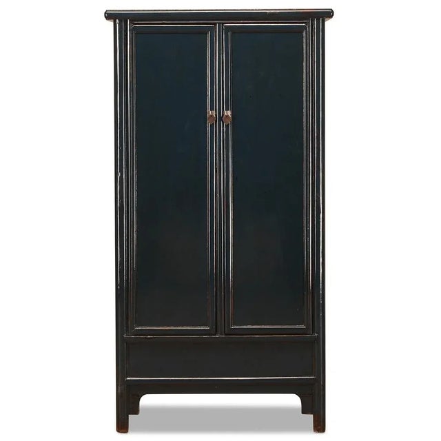 Teal Lacquer Tall Tapered Cabinet, 1920s, in Very Good conditions. Designed 1920 to 1949
