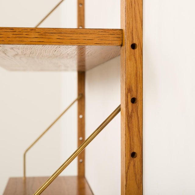 Brown Mid-Century Scandinavian Shelving Unit in Golden Oak, 1960s For Sale - Image 8 of 9