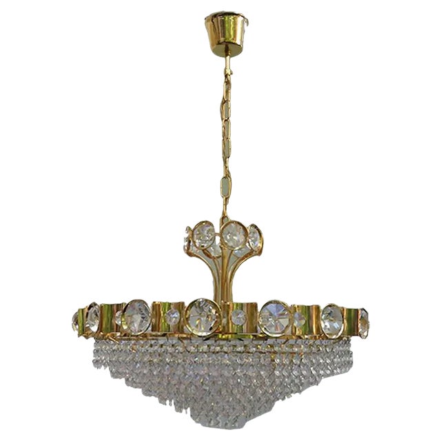Large Crystal-Plated Ceiling Lamp from Palwa, 1970s For Sale