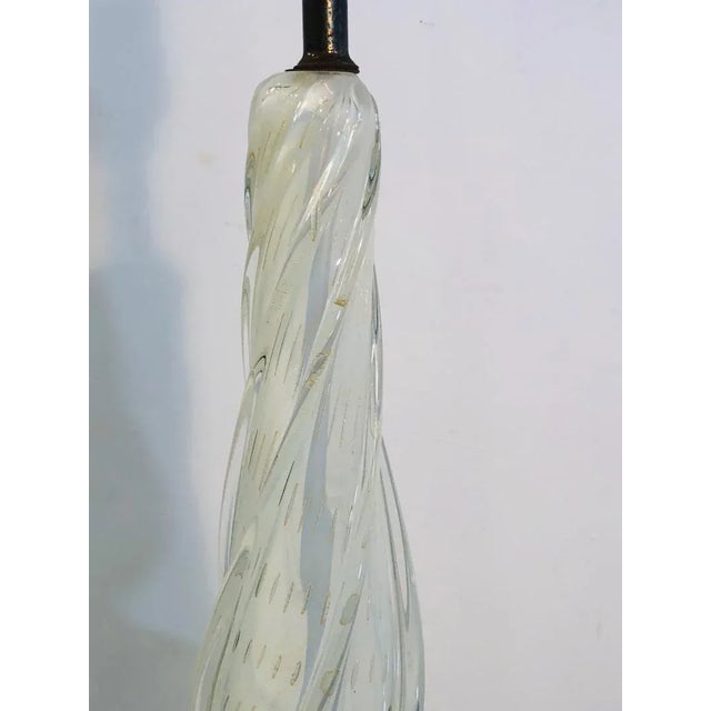 Off-white Murano Lamps With Gold Flaked Seguso Handblown Glass - a Pair For Sale - Image 8 of 11