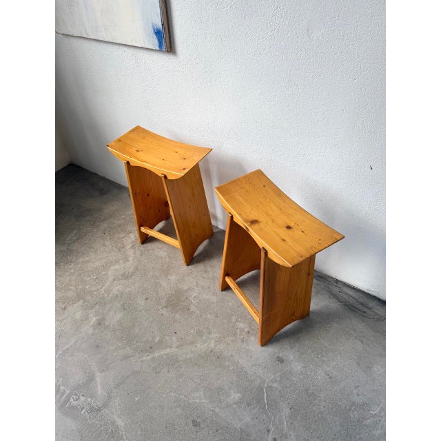 Japanese Style Pine Stools, Scandinavia, 1950s, Set of 2 For Sale - Image 13 of 18