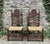 Victorian Pair Antique Victorian Carved Ladder Back Chairs-Rush Seat-Hall-19th C-Colonial For Sale - Image 3 of 12