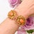 Vintage Coral Glass and Yellow Rhinestone Clamper Cuff, 1940 For Sale - Image 4 of 11