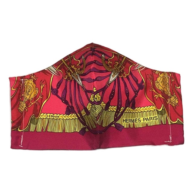 Handmade Vintage Hermes Caparacon de la France et de L'Inde Silk Scarf Face Mask For Sale
