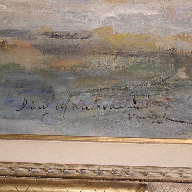 Luigi Mantovani, View of Venice with the Doge's Palace, 1920, Oil on Canvas For Sale - Image 9 of 16