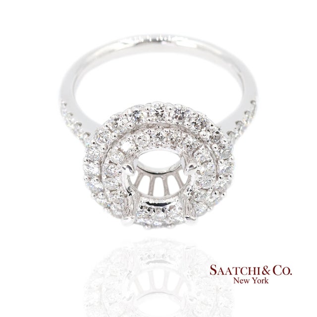 Metal Platinum 950 Natural Brilliant Diamond Semi Mount Ring Size 6.5 For Sale - Image 7 of 10