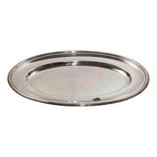 Large Modern Oval Silver-Plated Serving Tray, Italy, 1970s For Sale