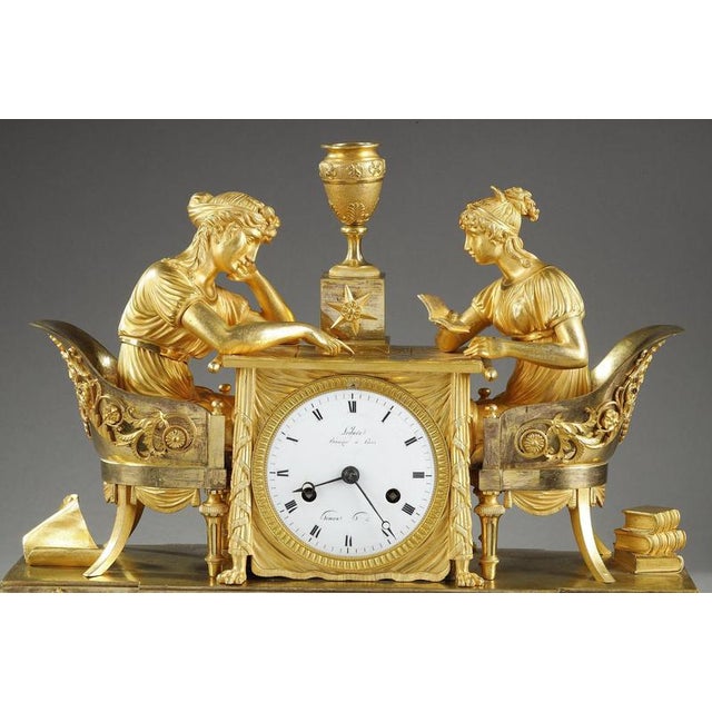 Early 19th Century Empire Astronomy Lesson Clock, 1800s For Sale - Image 4 of 18