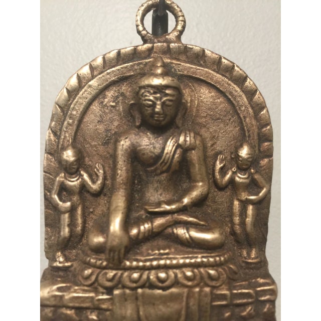 Asian Antique Antique Mounted Brass Buddhist Amulet For Sale - Image 3 of 5