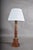 1950s Vintage Neoclassical Style Turned Wood Column Table Lamp, Brass Collar Accents For Sale - Image 5 of 8