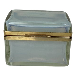 Mid Century White Murano Glass Box For Sale