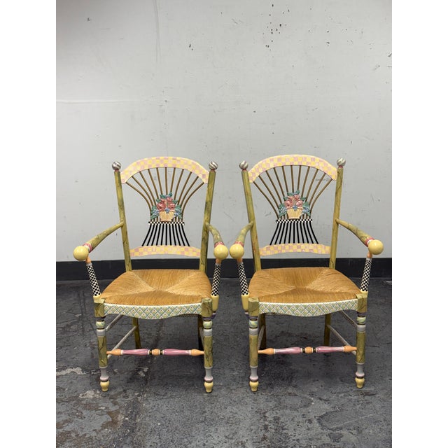 Design Plus Gallery presents a Pair of Flower Basket Armchairs from MacKenzie-Childs . The playful pair of hand-painted...