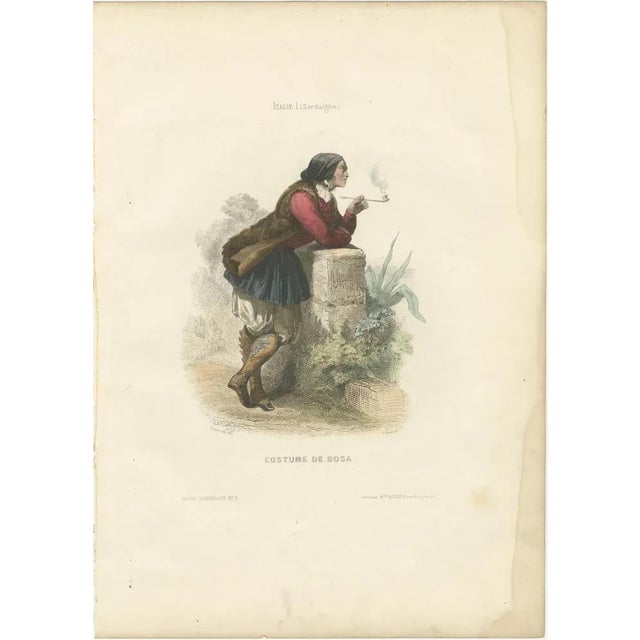 Paper Compte-Calix, Sardinian Man, Bosa, Italy, 1853, Hand-Colored Print For Sale - Image 7 of 13