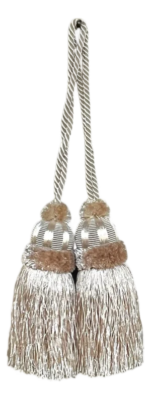 Pair French Passementerie Key Tassels Pale Pink