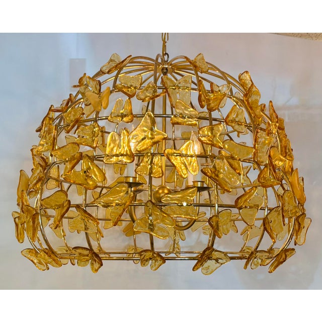 Baker Furniture Company Baker Modern Gold Glass Butterfly Dome CHandelier Prototype For Sale - Image 4 of 5