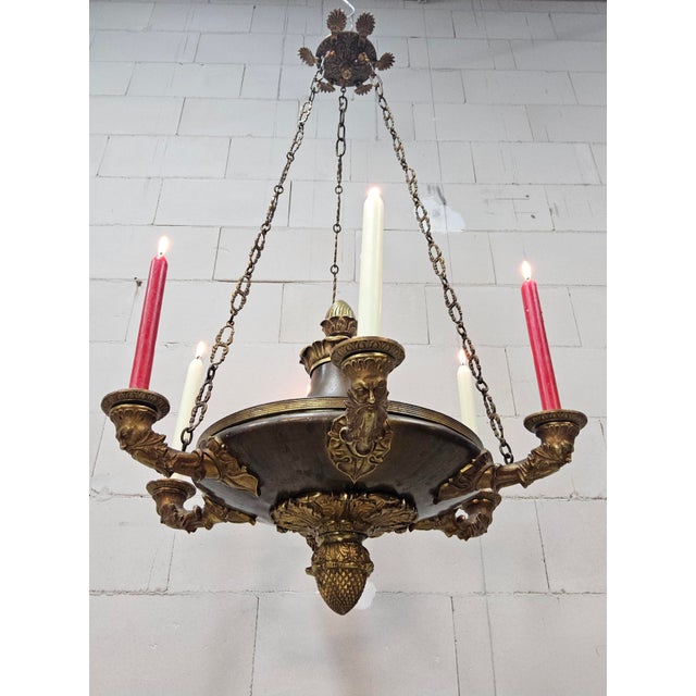 1980s Antique Neo-Renaissance Greenman Candle Chandelier, 1980s For Sale - Image 5 of 18