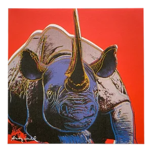 Andy Warhol Vintage 1986 Limited Edition Endangered Species Large Fine Art Lithograph Print " Black Rhinoceros " 1983