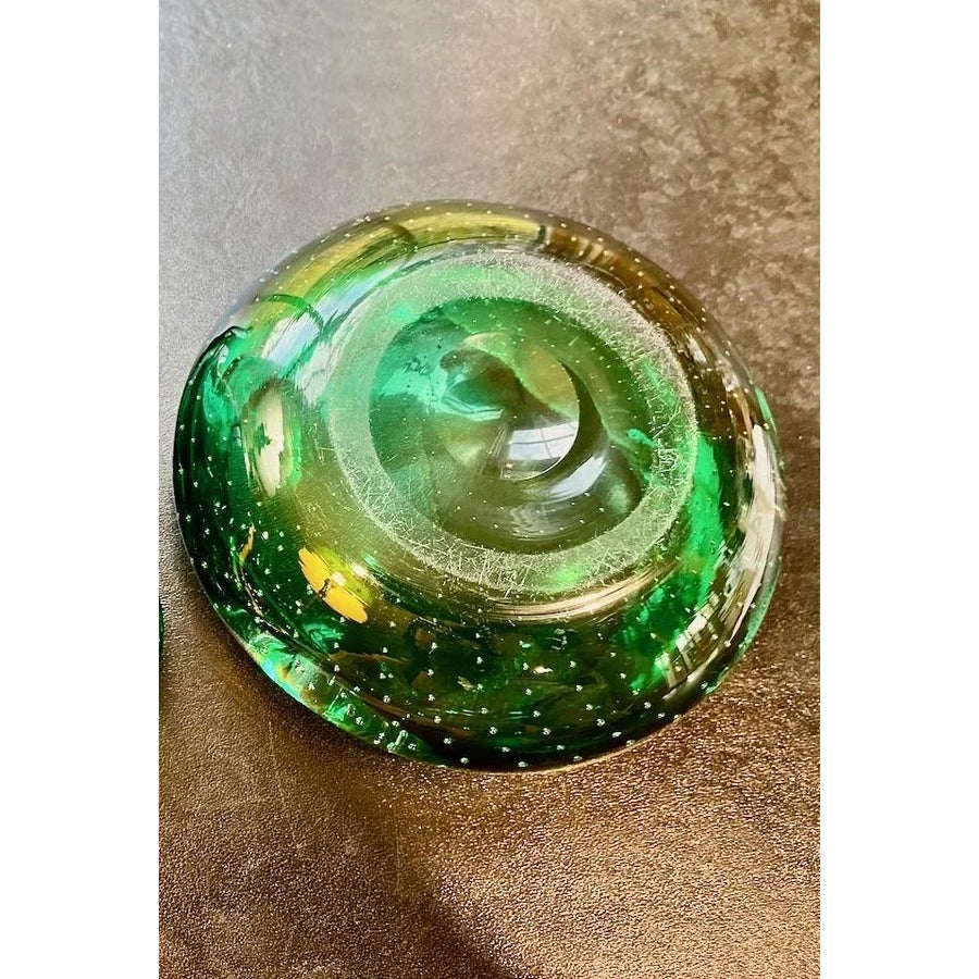 Vintage Murano Style Green Glass Ashtray | Chairish