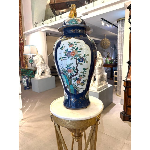 Large Powder-Blue Gilt-Decorated Jars, Japan, 1840, Set of 2 For Sale - Image 11 of 14
