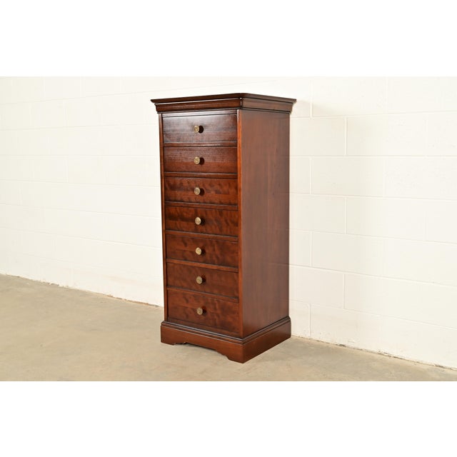Rustic European Grange French Louis Philippe Solid Cherry Wood Highboy Dresser or Semainier For Sale - Image 3 of 14