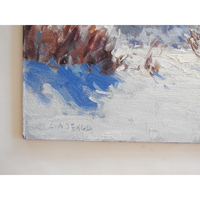 Contemporary oil on board impressionist Montana winter landscape painting by Taylor Lynde (b. 1970) Montana. Signed lower...