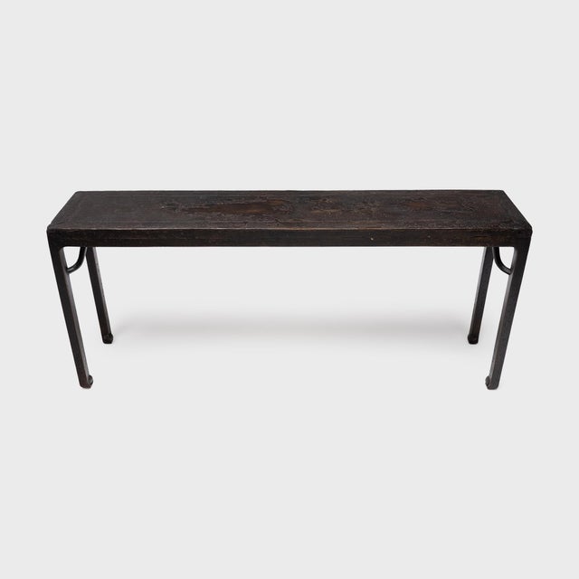 Early 19th Century Chinese Crackled Lacquer Console Table With Ball Feet, C. 1800 For Sale - Image 5 of 7