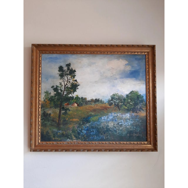 Vintage Bluebonnet Texas Painting Signed For Sale In Fayetteville, AR - Image 6 of 8