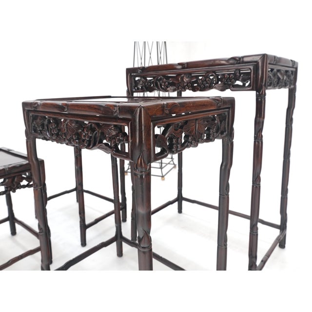Set of 4 Nesting Stacking Carved Rosewood End Side Occasional Tables Set Mint! For Sale - Image 17 of 18