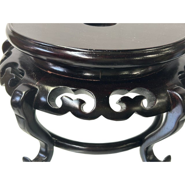 5.75" Oriental Black Brown 5 Legs Round Wood Stand Riser Easel For Sale - Image 4 of 6