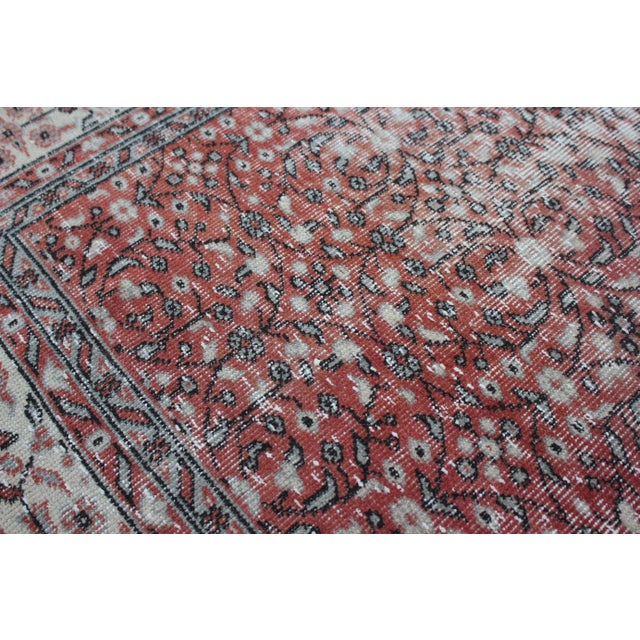 Red 1950s Vintage Chinese Hand Knotted Red Floral Desing Oushak Area Rug For Sale - Image 8 of 13