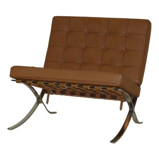 Barcelona Chair in Steel and Leather from Knoll, 1980s For Sale