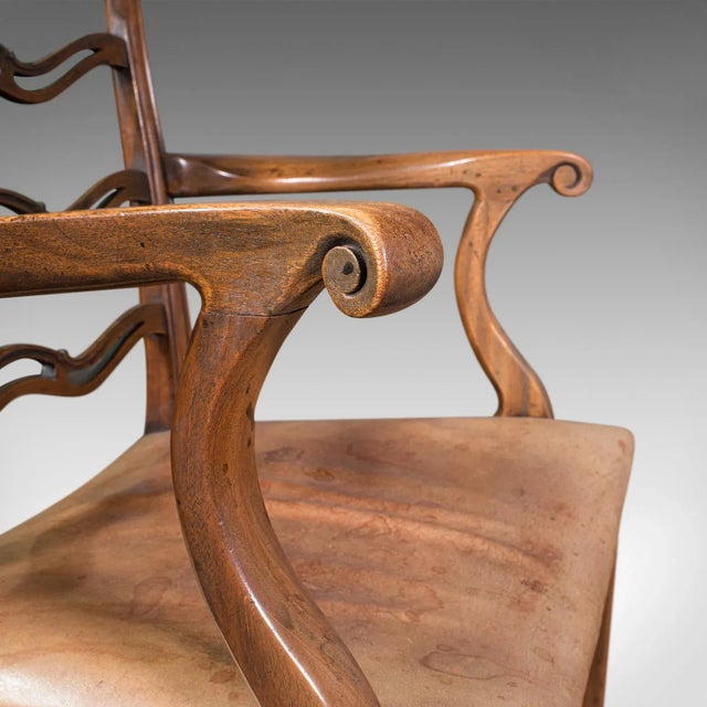 Brown 1904s Set of 4 Vintage Irish Ladder Back Chairs For Sale - Image 8 of 13