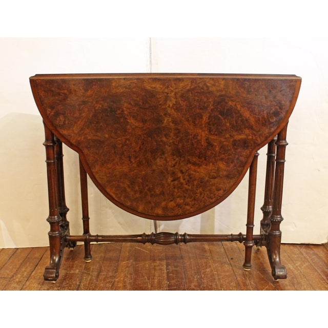 Mid 19th Century Circa 1840s English Turtle Top Walnut Sutherland Table For Sale - Image 5 of 6
